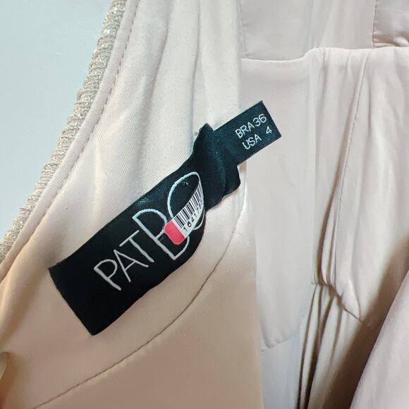 PatBO Gold Lurex Draped Halter Maxi Dress Size 4 - Picture 5 of 9